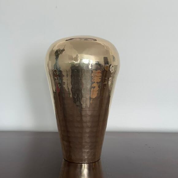 Vintage Hammered Brass Vase 9" Made in India Boho Home Decor Retro Flower‎ Vase - Picture 2 of 5